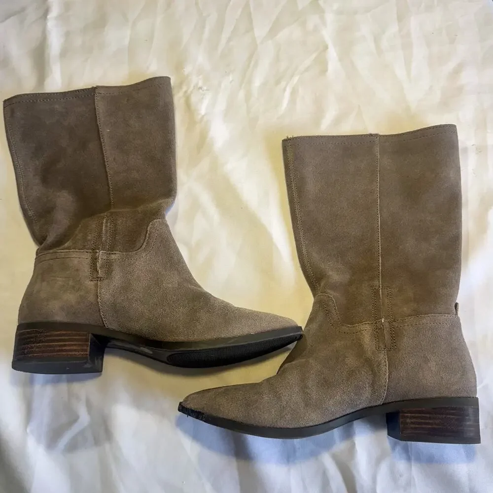 👢 Vintage Y2K Lucky Brand Suede Mid-Calf Slouchy Western Boots - Picture 8 of 9